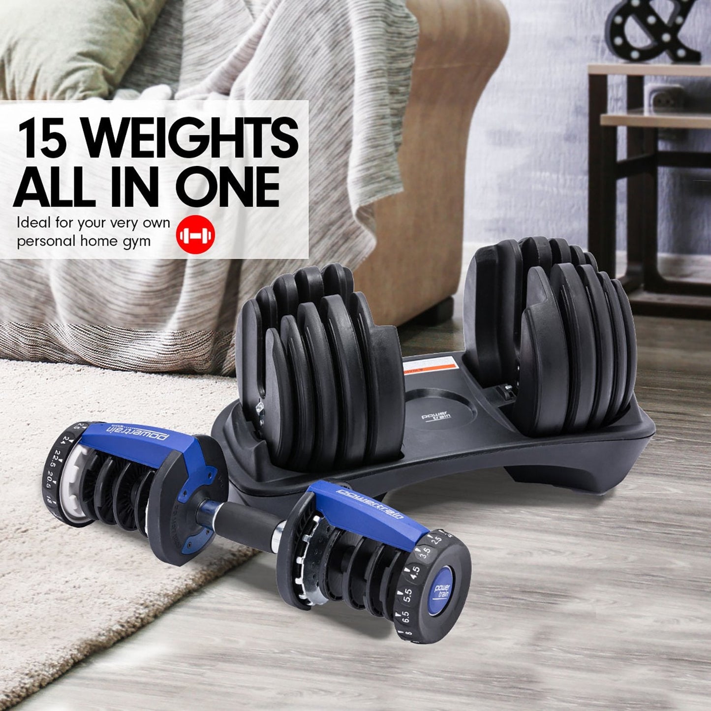 NNEDSZ 24KG Adjustable Home Gym Dumbbell - Blue-1