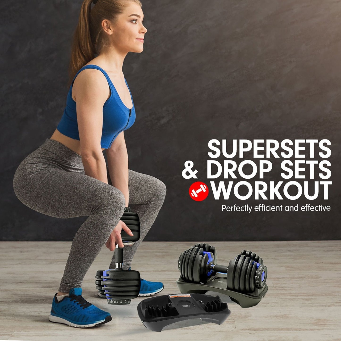 NNEDSZ 24KG Adjustable Home Gym Dumbbell - Blue-4
