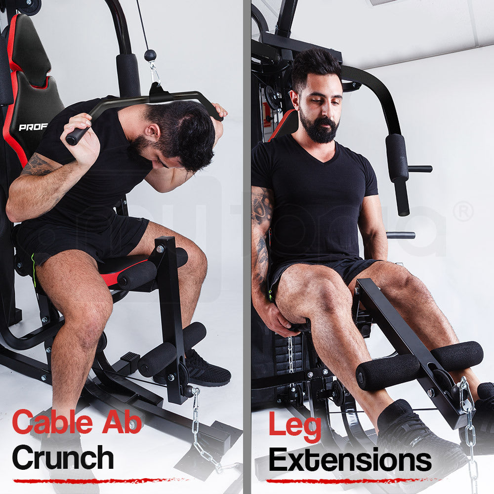 Multi Station Home Gym Set with 148lbs Plates & Boxing Bag