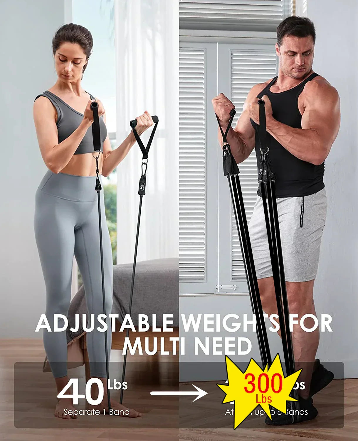 300lb Booty Resistance Band Set with Dumbbell Harness - Home Gym Workout