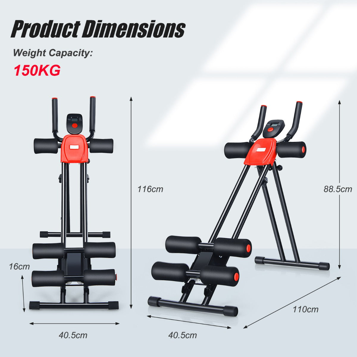Foldable AB Workout Machine with 3 Adjustable Levels for Home Gym