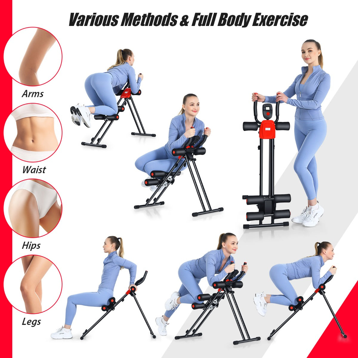 Foldable AB Workout Machine with 3 Adjustable Levels for Home Gym